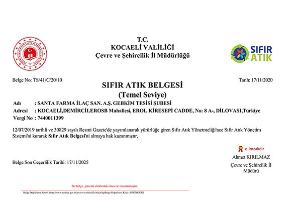 SantaFarma_SıfırAtıkBelgesi_180615500