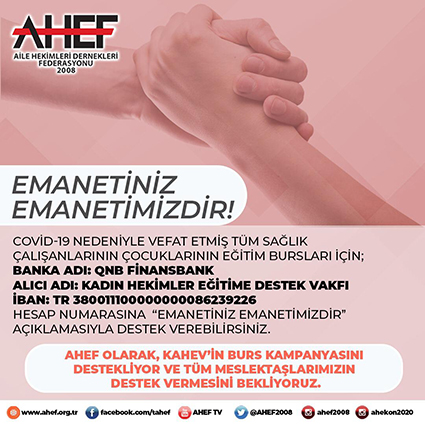 AHEF YAŞAMINI YİTİREN SAĞLIK ÇALIŞANLARININ  ÇOCUKLARINI UNUTMADI