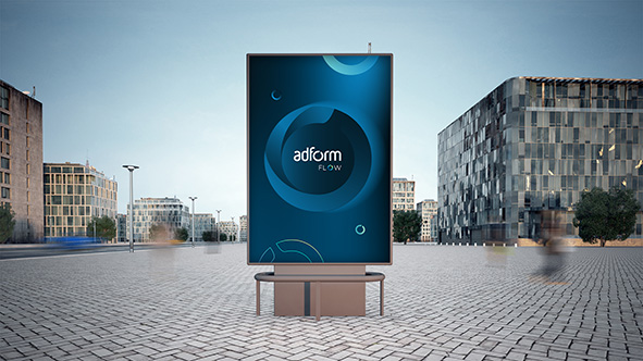 yeallow advertising poster mockup on the city 3d rendering