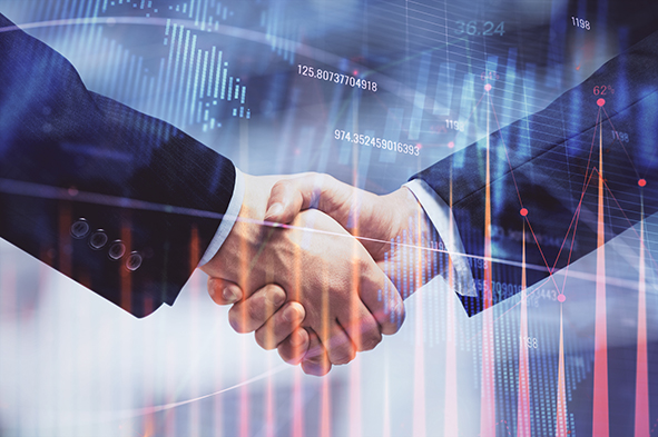 Double,Exposure,Of,Forex,Graph,Hologram,And,Handshake,Of,Two