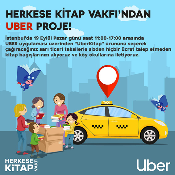 UBER HERKESE KİTAP VAKFI İŞBİRLİĞİYLE KİTAP TOPLAYACAK