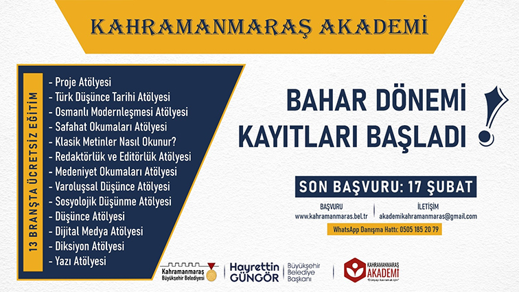 KAHRAMANMARAŞ AKADEMİ KAYITLARI BAŞLADI