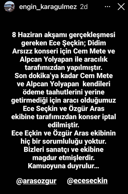 Engin Karagülmez instagram Paylaşımı