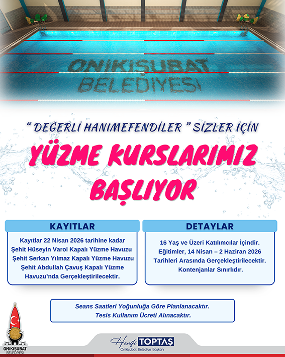 Onikişubat Belediyesi’nin kadınlara özel yüzme kursuna başvurular başladı
